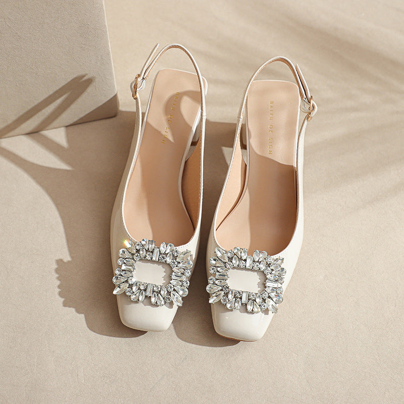 Damen Slingback Blockabsatz Pumps mit funkelnder Verzierung Drune