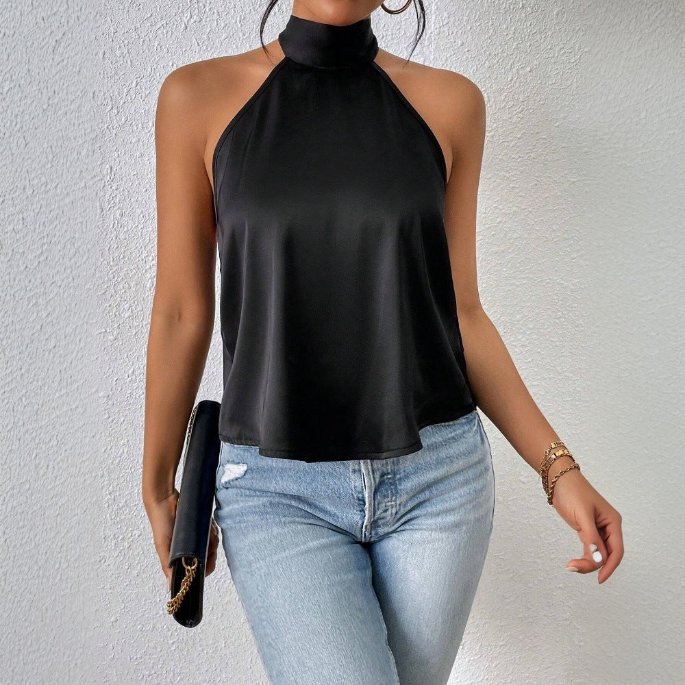 Damen elegantes Haltertop mit seidigem Finish Drune