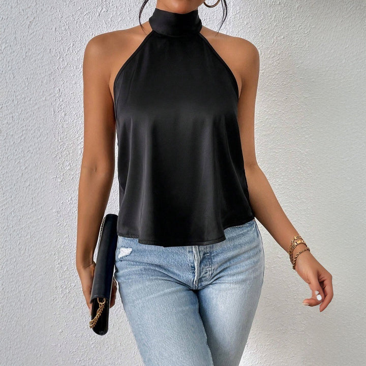 Damen elegantes Haltertop mit seidigem Finish Drune