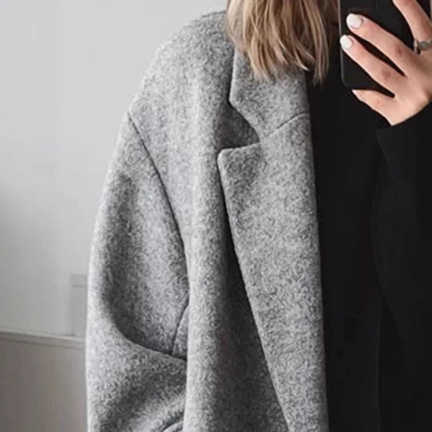 Damen Oversized Wollmantel mit klassischem Schnitt und bequemen Taschen Drune