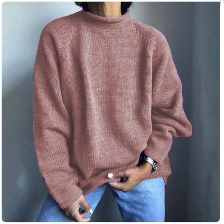 Damen nan kastiger Feinstrickpullover mit kurzem Stehkragen und Raglanärmeln Drune