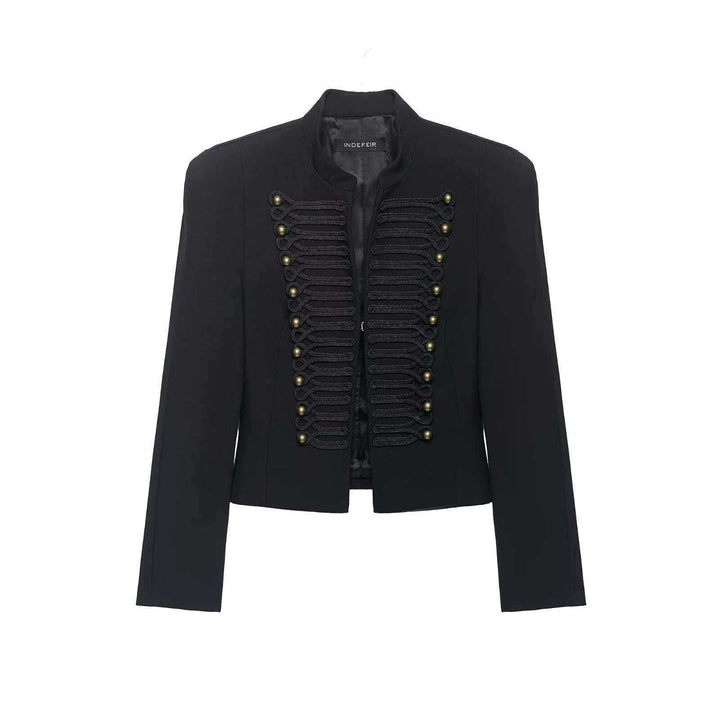 Damen nan militärisch inspirierte Kurzjacke mit Stehkragen und Zierkordeln Drune