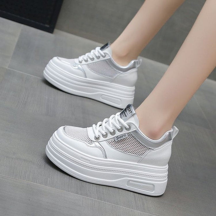Damen Sportliche Plateau Sneakers mit atmungsaktiver Mesh-Oberfläche und schockabsorbierender Sohle Drune