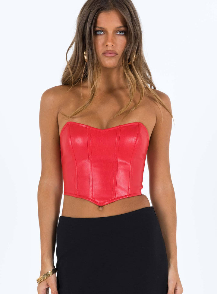 Damen Cropped Oberteil mit kunstvollem Knoten und strukturiertem Kunstleder Drune