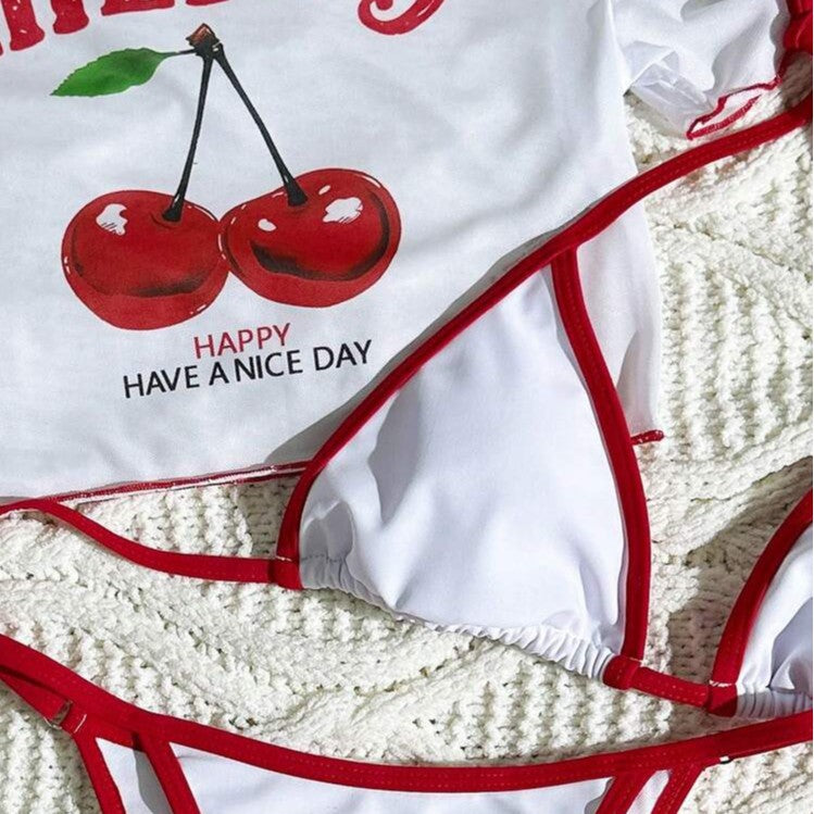Damen Bikiniset mit kreativem Kirschen-Design Drune