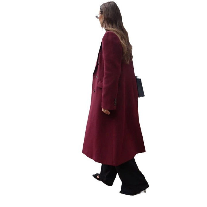 Damen eleganter langer Wollmantel Drune