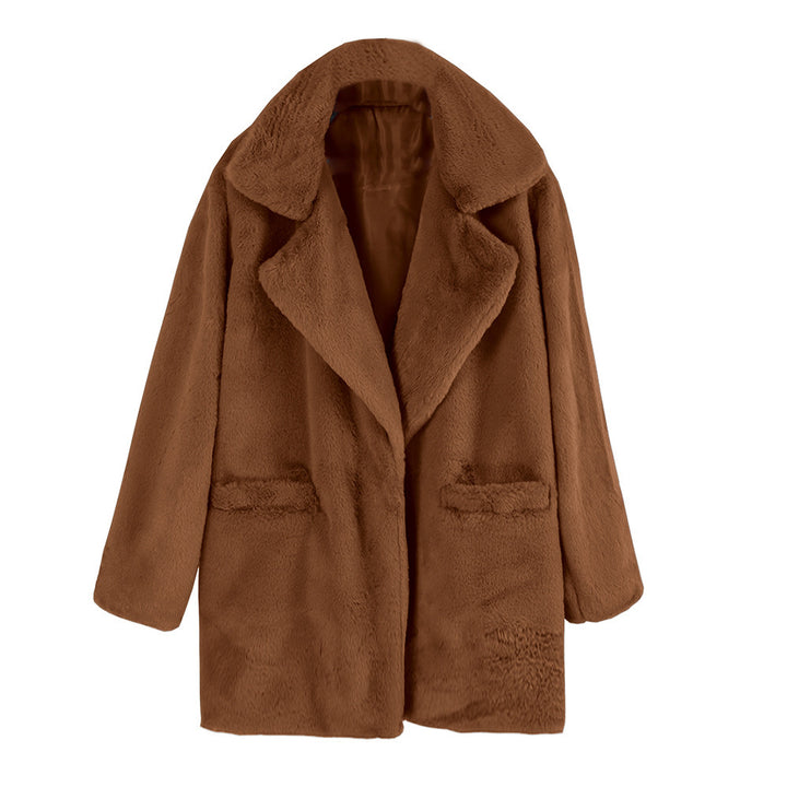 Damen kuscheliger Oversized-Baumwollmantel mit luxuriösem Fellimitat Drune