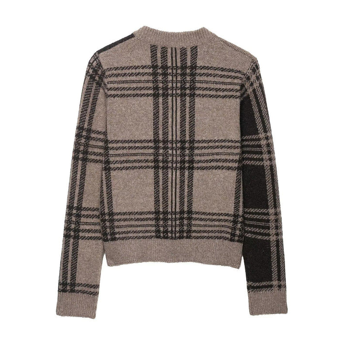 Damen Chicer Karoknopf-Pullover Drune