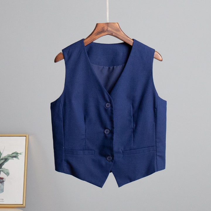 Damen Elegante taillierte Weste mit Knopfverschluss und Taschen Drune