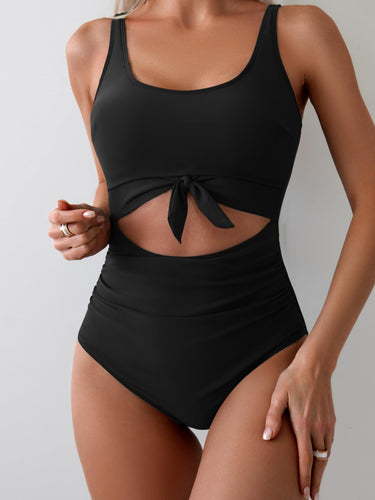 Damen Badeanzug mit hohem Schnitt und Knotendetail Drune