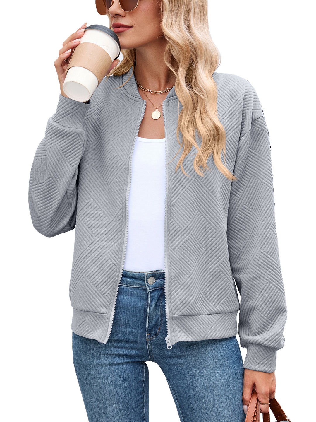 Damen Sportliche Bomberjacke mit strukturiertem Design Drune