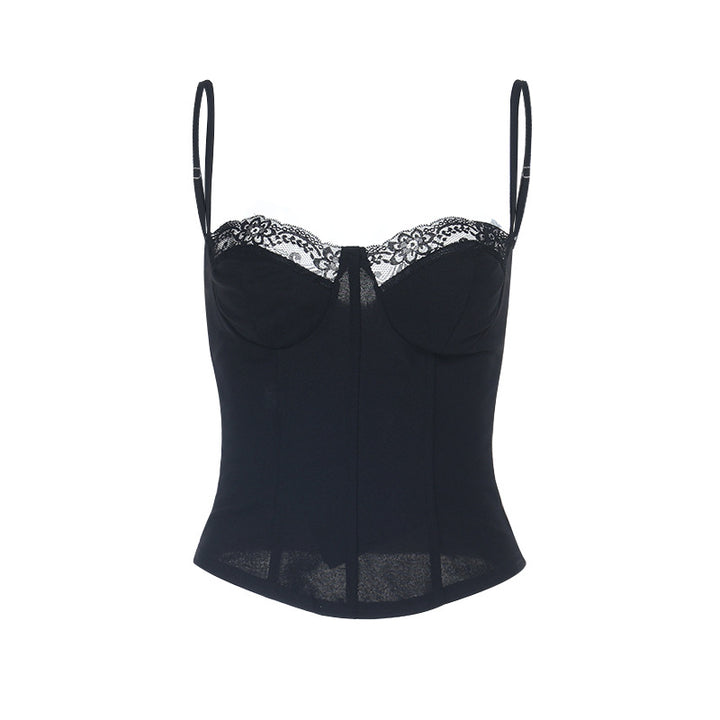 Damen Spitzen-Corsage mit verstellbaren Trägern und geschnürtem Detail Drune