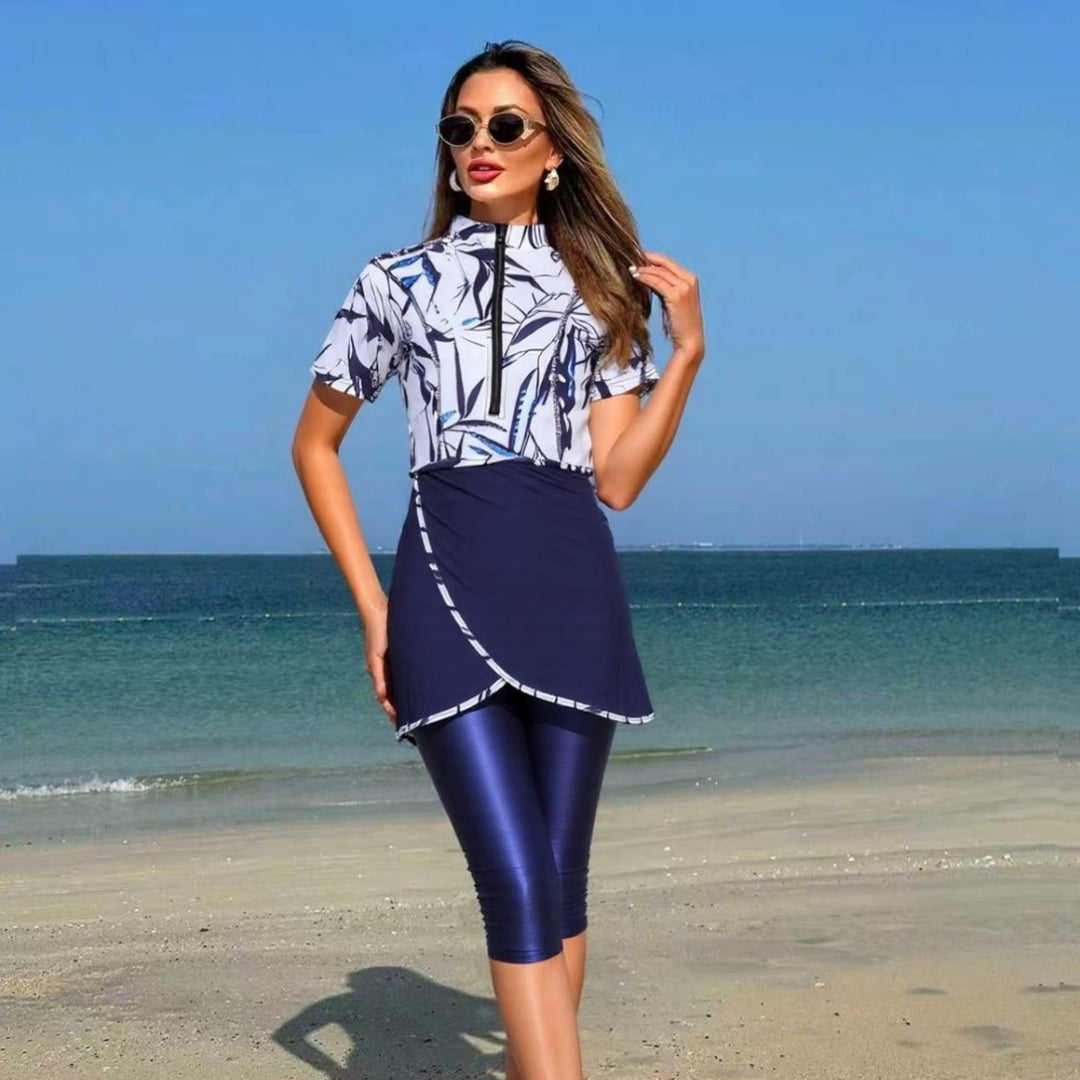Damen sportlicher Zweiteiler mit langem Oberteil und figurschmeichelnden Leggings Drune