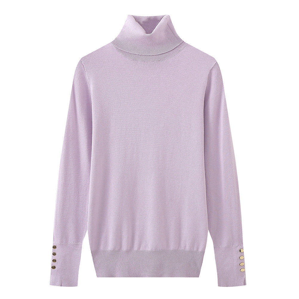 Damen Rollkragenpullover mit eleganten Knopfdetails Drune