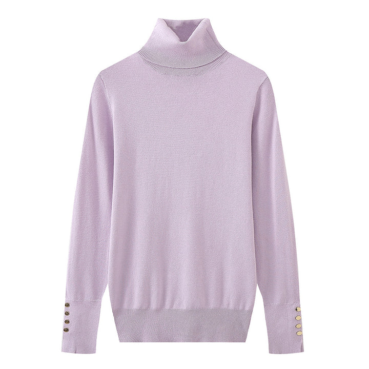Damen Rollkragenpullover mit eleganten Knopfdetails Drune