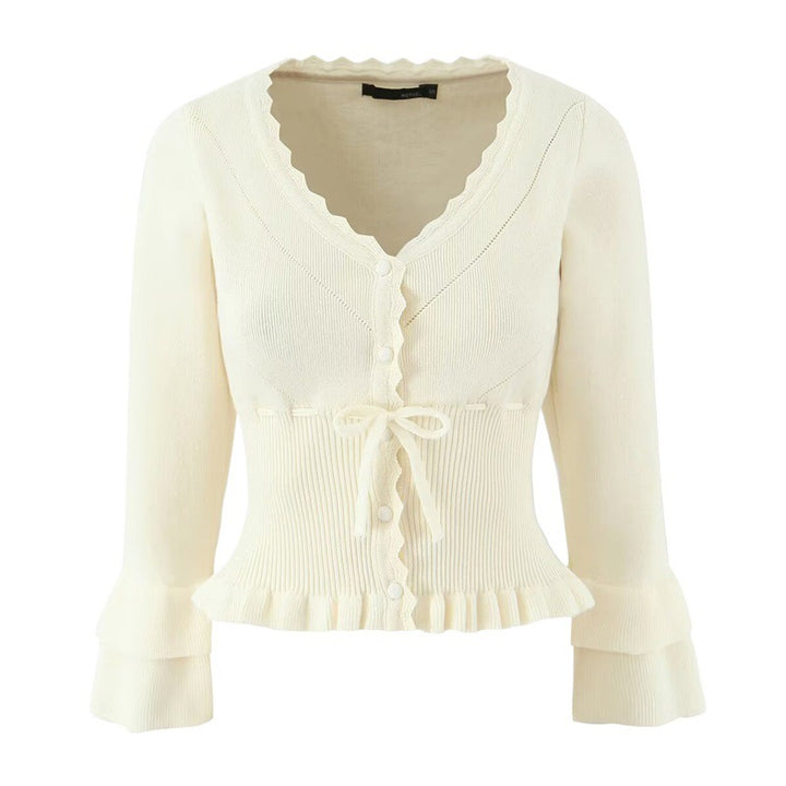 Damen Strickjacke mit Rüschendetails und tailliertem Schnitt Drune