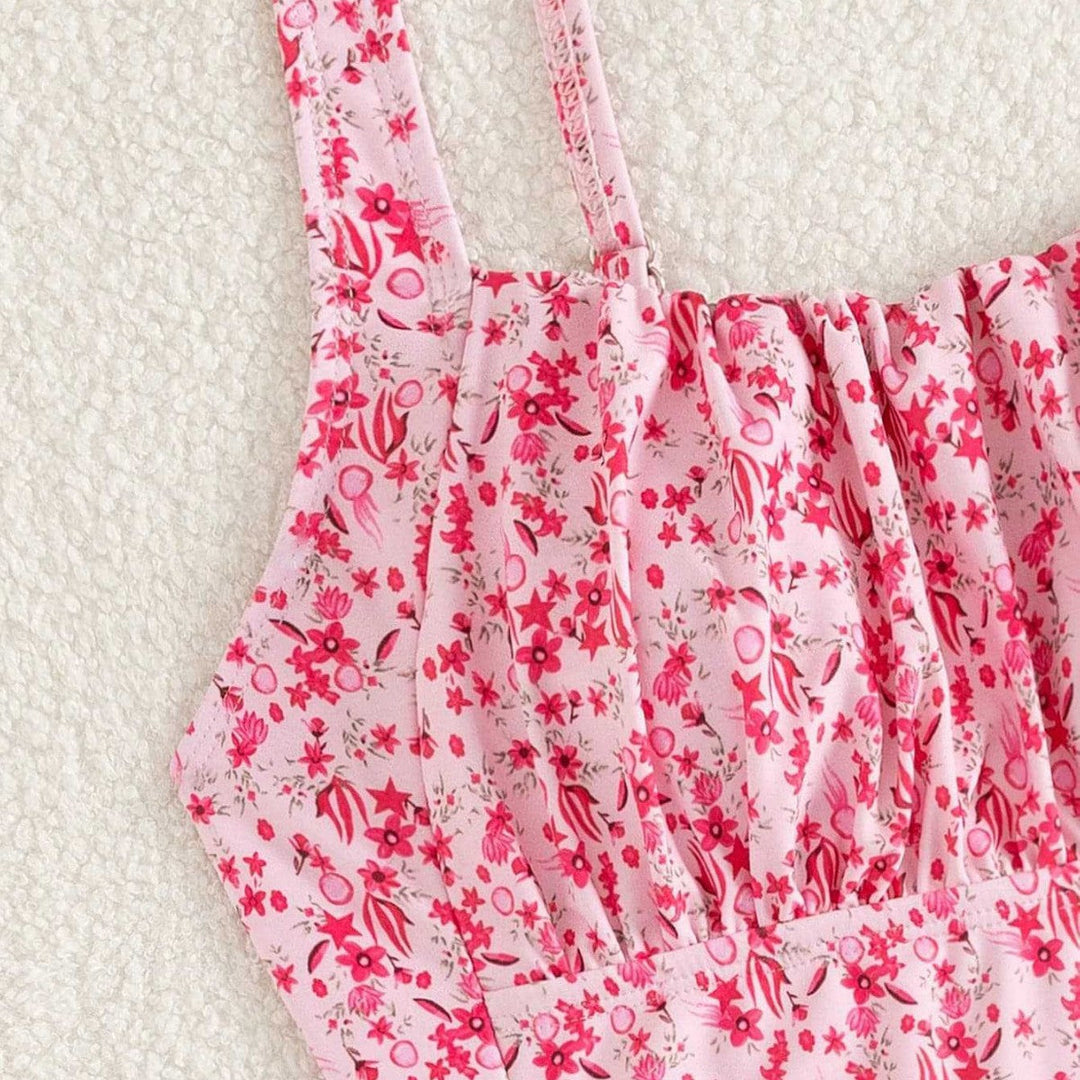 Damen Einteiliger Badeanzug mit floralem Rüschendesign Drune