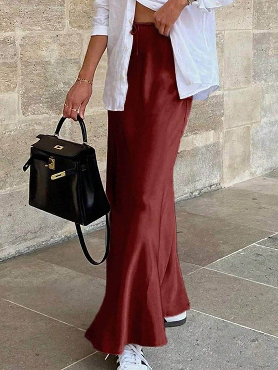 Damen Maxi-Rock mit lässiger Taillenkordel und elegantem Schnitt Drune