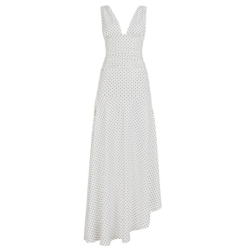 Damen Maxikleid mit asymmetrischem Saum und tiefem V-Ausschnitt Drune