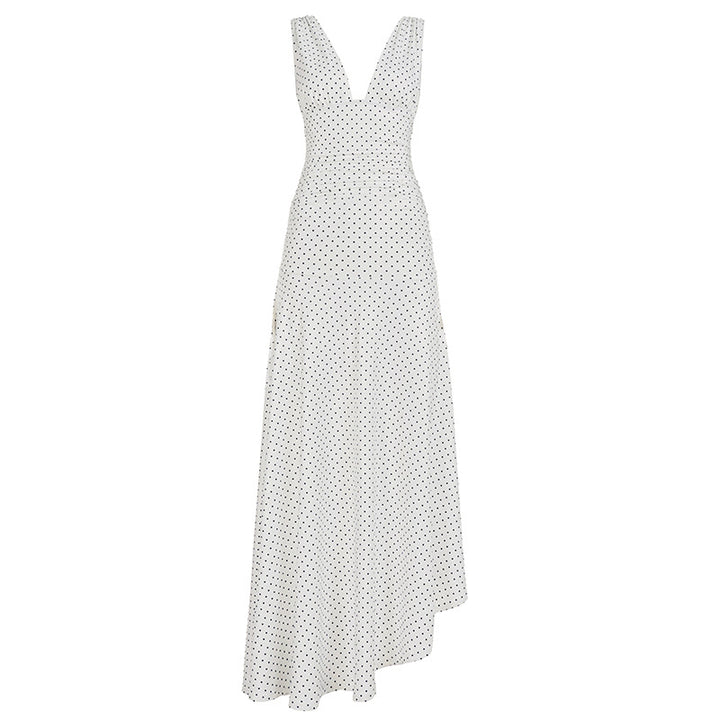 Damen Maxikleid mit asymmetrischem Saum und tiefem V-Ausschnitt Drune