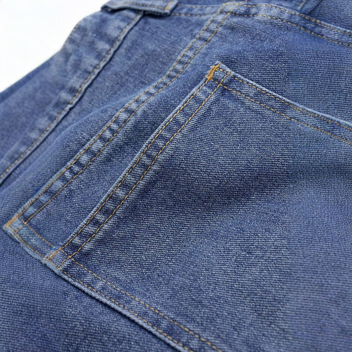 Damen nan hochgeschnittene Doppelbund-Jeansculotte mit weitem Cropped-Bein und sichtbaren Nahtpaneelen Drune
