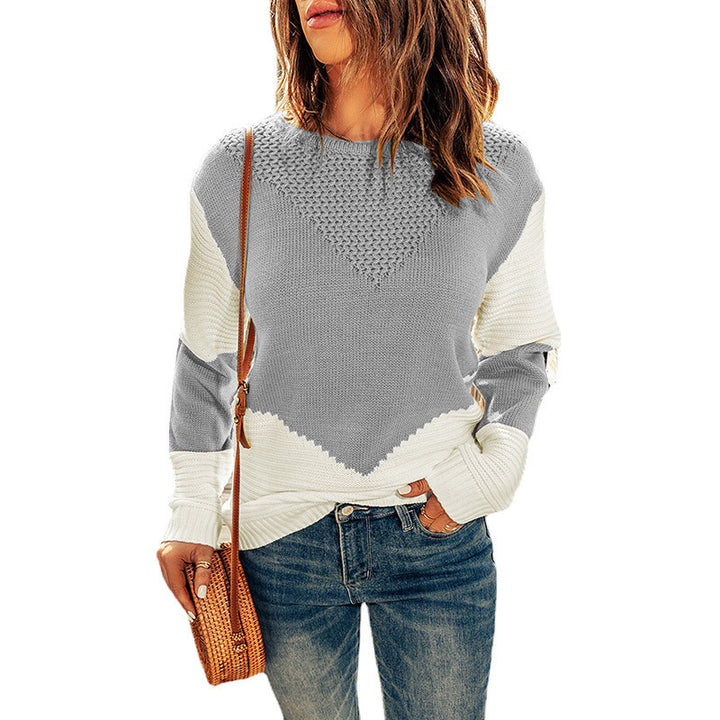 Damen Strickpullover mit modernem Farbblock und strukturiertem Design Drune
