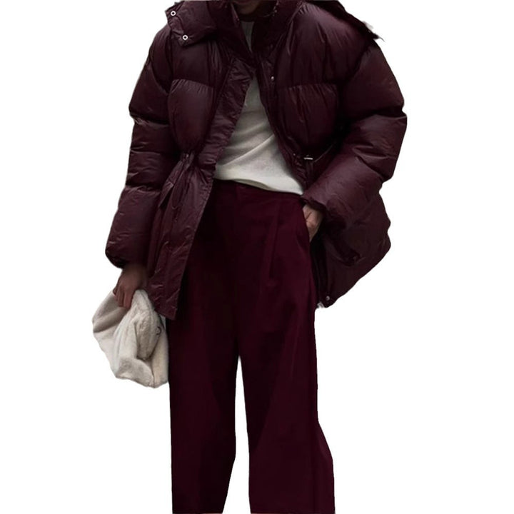 Damen oversized Steppjacke mit hohem Kragen und Taschen Drune