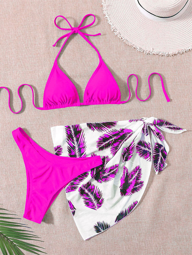 Damen Triangel-Bikini-Set mit modischem Wickelrock Drune