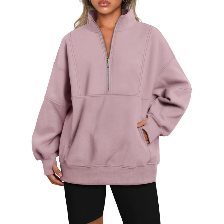 Damen Sportlicher Hoodie mit hohem Kragen und Reißverschluss Drune
