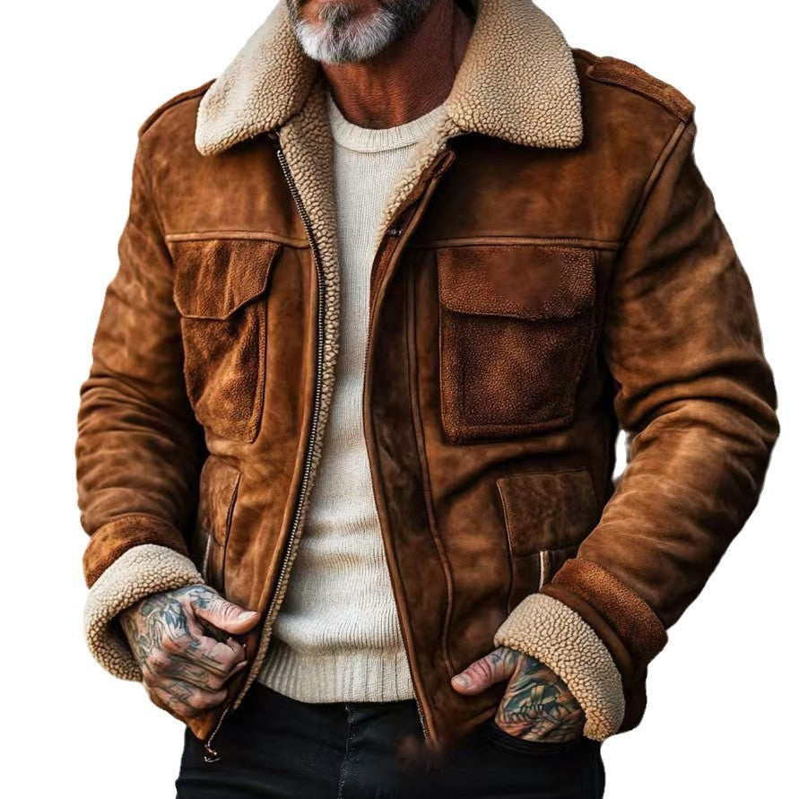 Herren Lederjacke mit weichem Sherpa-Futter Drune