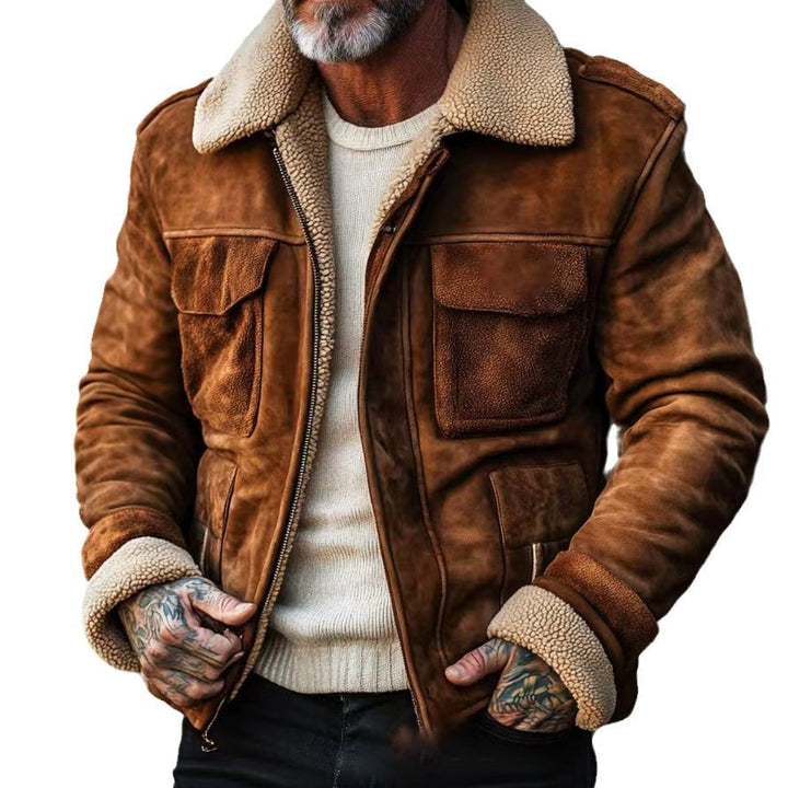 Herren Lederjacke mit weichem Sherpa-Futter Drune