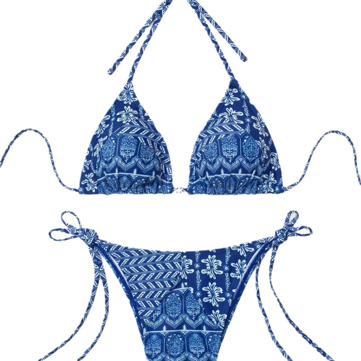 Damen Triangel-Bikini mit verspieltem Palmenmuster Drune