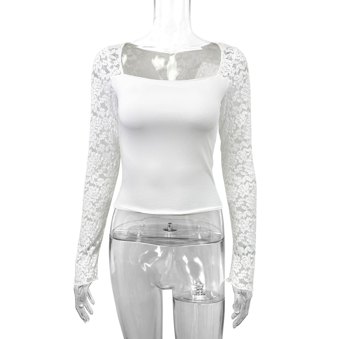 Damen Elegantes Oberteil mit Spitzenärmeln Drune