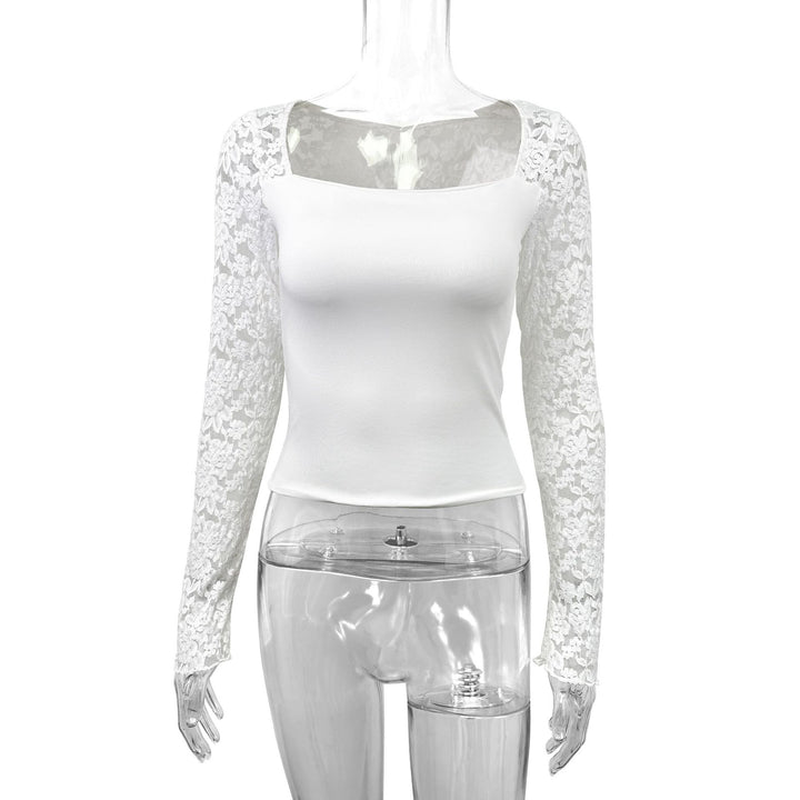Damen Elegantes Oberteil mit Spitzenärmeln Drune