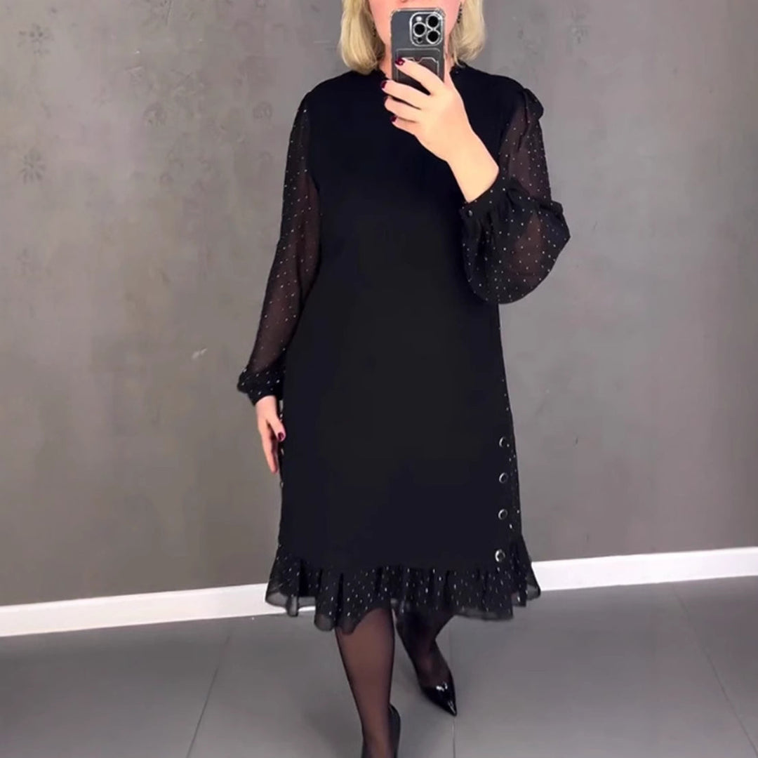 Damen Elegantes Kleid mit voluminösen Ärmeln und durchbrochenem Saum Drune