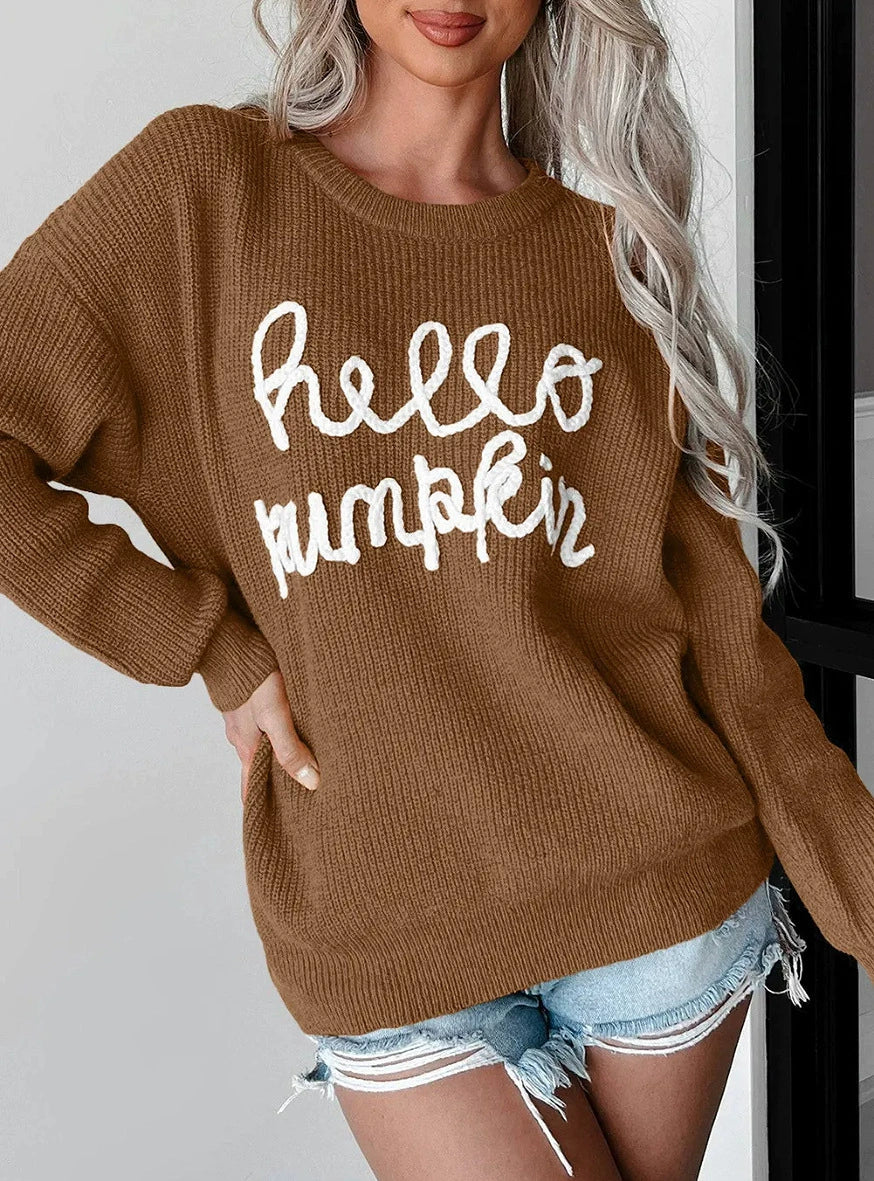 Drune | Sweatshirt - Relaxed Fit - Gestrickte Wollmischung - Ribbelstruktur - Buchstaben Detail