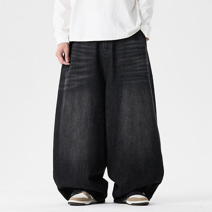 Herren nan extremweit geschnittene Baggy-Jeans mit tiefem Schritt und ballonförmigem Saum Drune