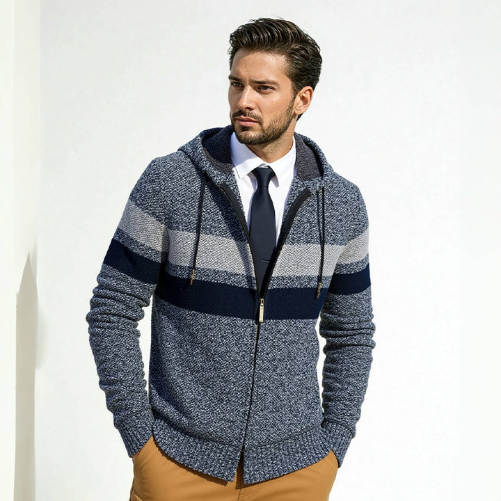 Herren Strickjacke mit modernem Kordelzug und stilvollem Muster Drune