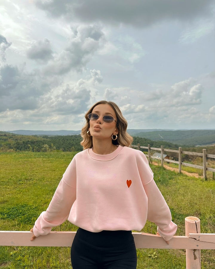 Damen Sweatshirt mit Herz-Detail Drune