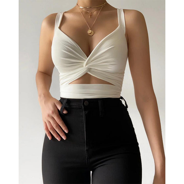 Damen stilvolles Crop-Top mit raffinierter Knotendetails Drune