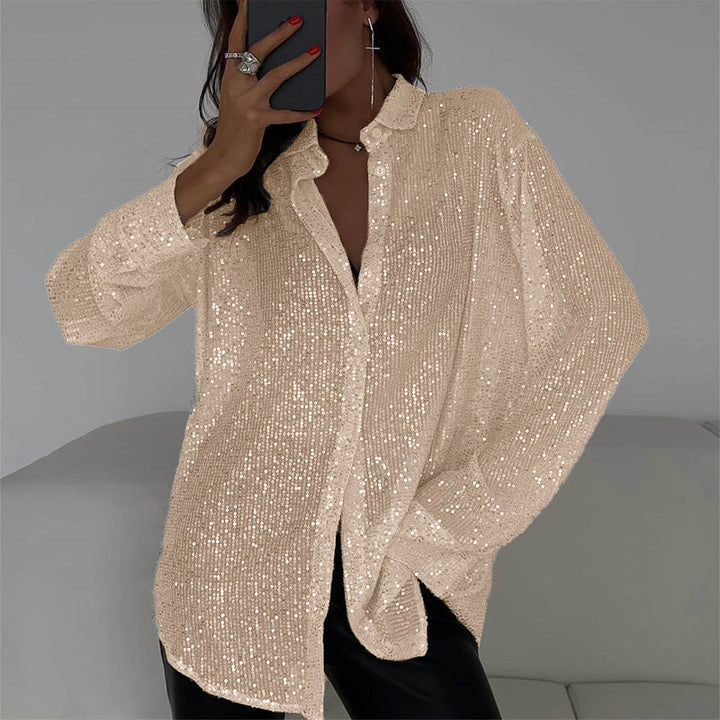 Damen glamouröses Glitzerhemd Drune