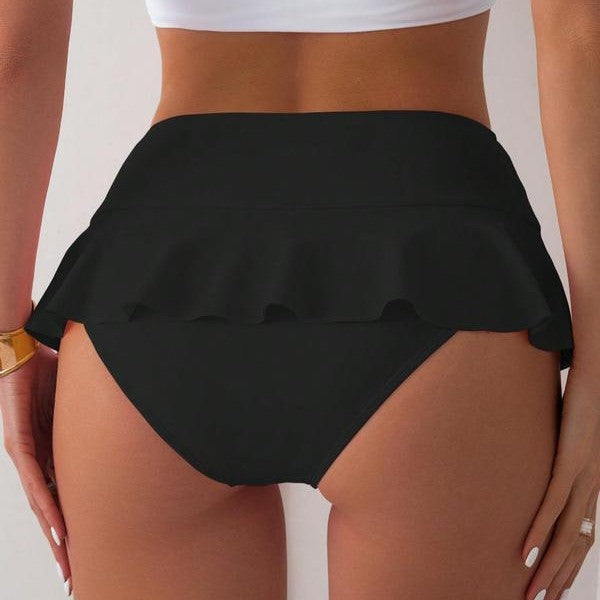 Damen Badeset mit eleganter Rüsche und hohem Taille Drune