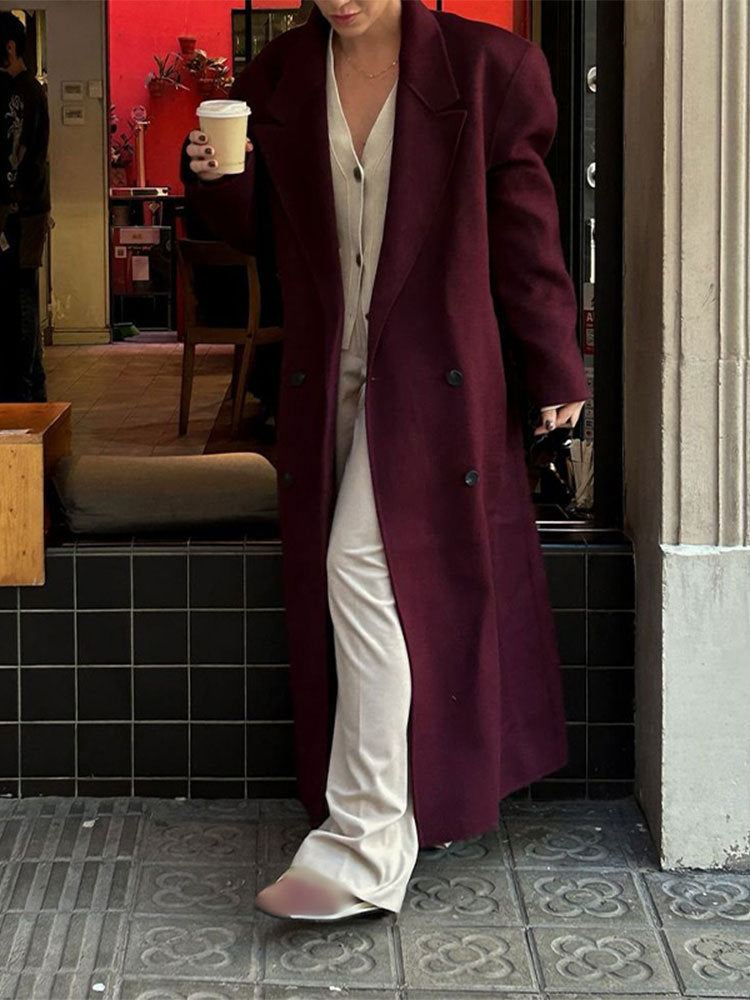 Damen Eleganter Oversize-Wollmantel mit Doppelknebelverschluss Drune