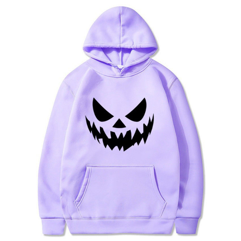 Unisex nan Kapuzenpullover mit gruseligem Kürbisgesicht-Print und Oversize Kängurutasche Drune
