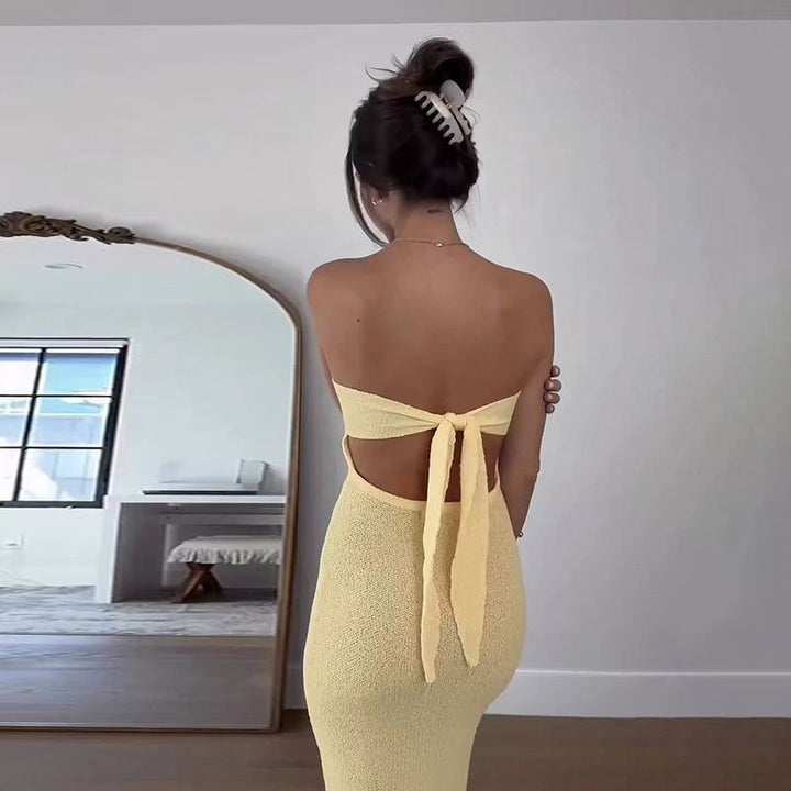 Damen Maxikleid mit elegantem Bandeau-Ausschnitt und minimalistischer Silhouette Drune