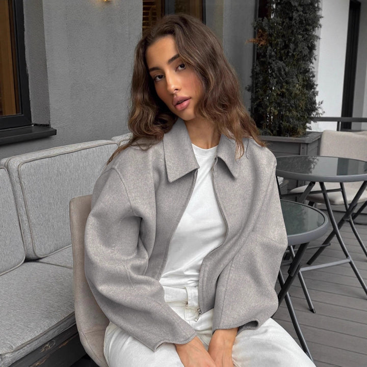 Damen Kurze Wolljacke im modernen Oversized-Stil Drune