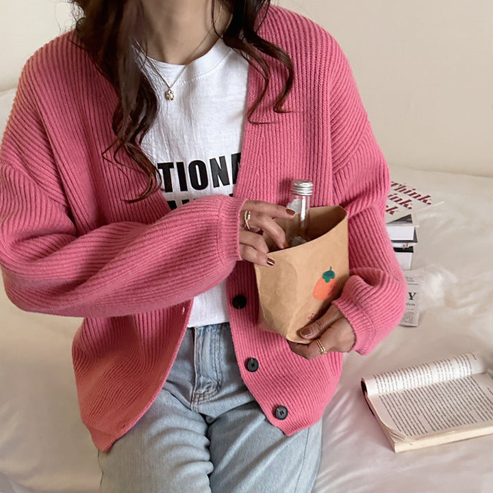 Damen Strickjacke im lässigen Oversized-Stil mit strukturiertem Rippdesign Drune