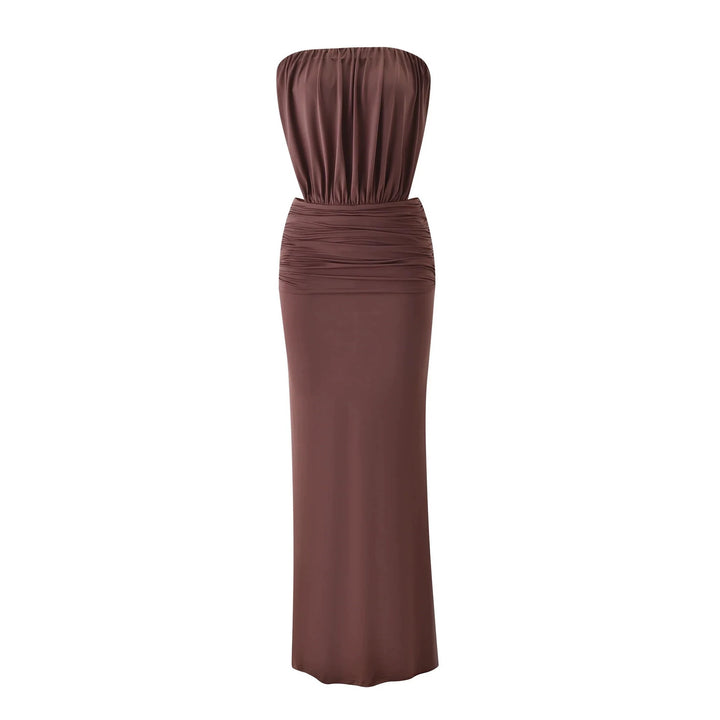 Damen Langes, figurbetontes Maxikleid mit gerafftem Oberteil Drune