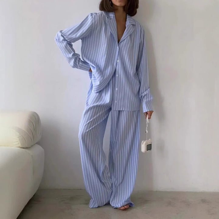 Damen Luxuriös Gestreiftes Pyjama-Set Drune