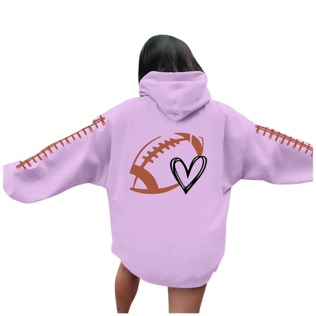 Damen Kapuzenpullover mit kreative Football-Motiv und lässigen Schnitt Drune
